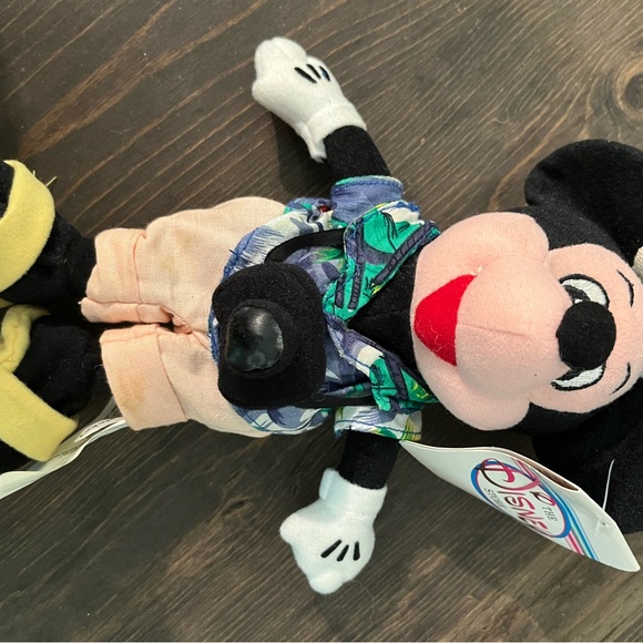 Vintage Disney Store - 9" Beanie Bag Plush‎ - Tourist Mickey & Hula Minnie - Picture 6 of 8